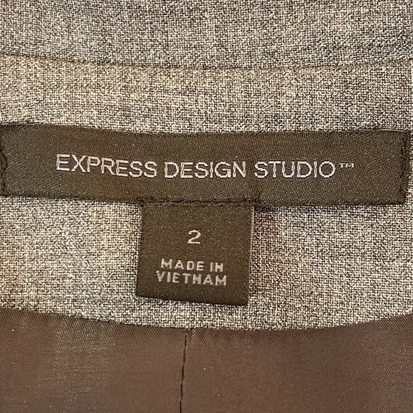 Express Design Studio Women's Heather Gray Military Suit Jacket 2 - Picture 8 of 10